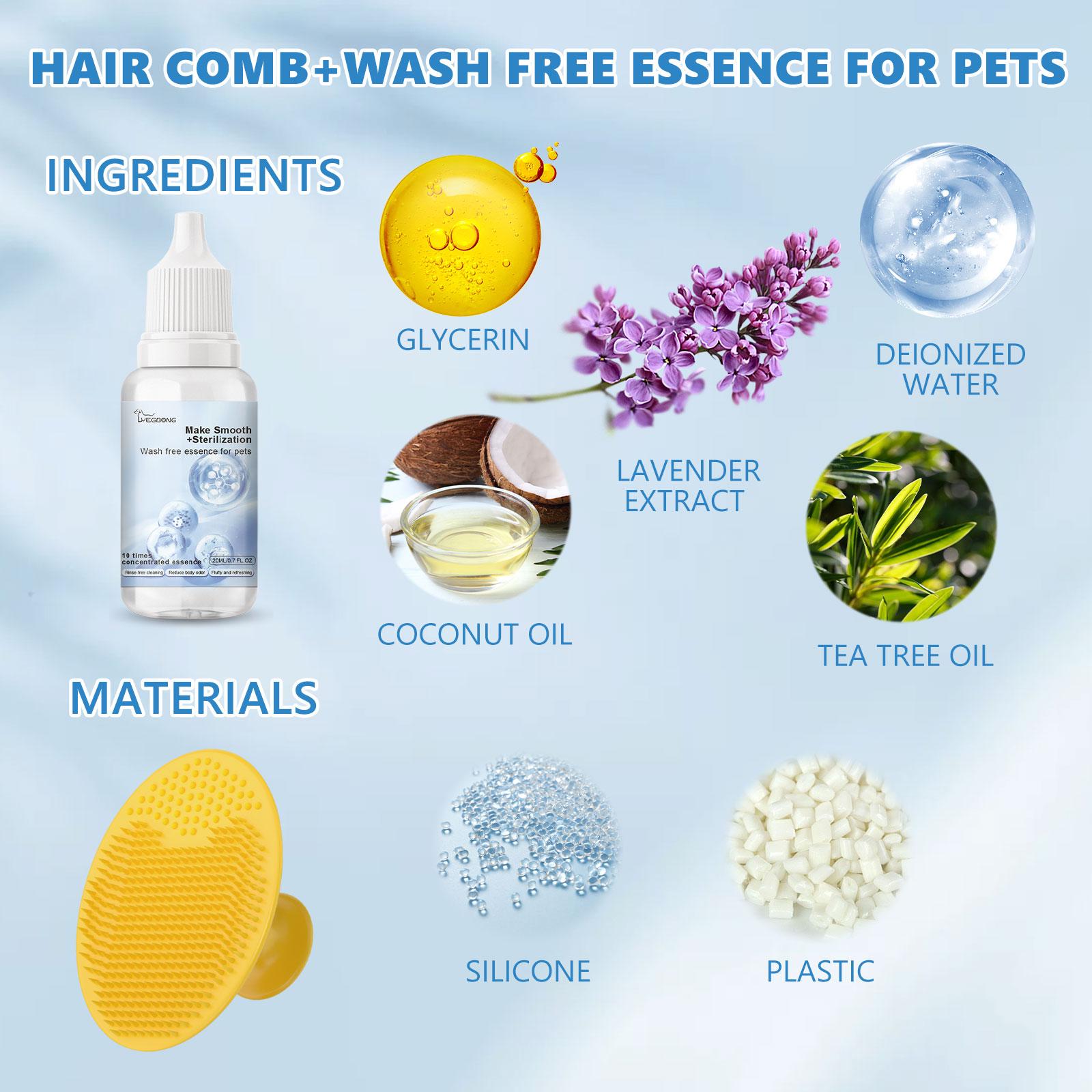 Yegbong Pet No-Rinse Essence Set - No-Rinse Grooming Essence for Cats and Dogs That Cleanses Fur, Fluffs, Smooths, and Provides Fragrant Care, Smoothness