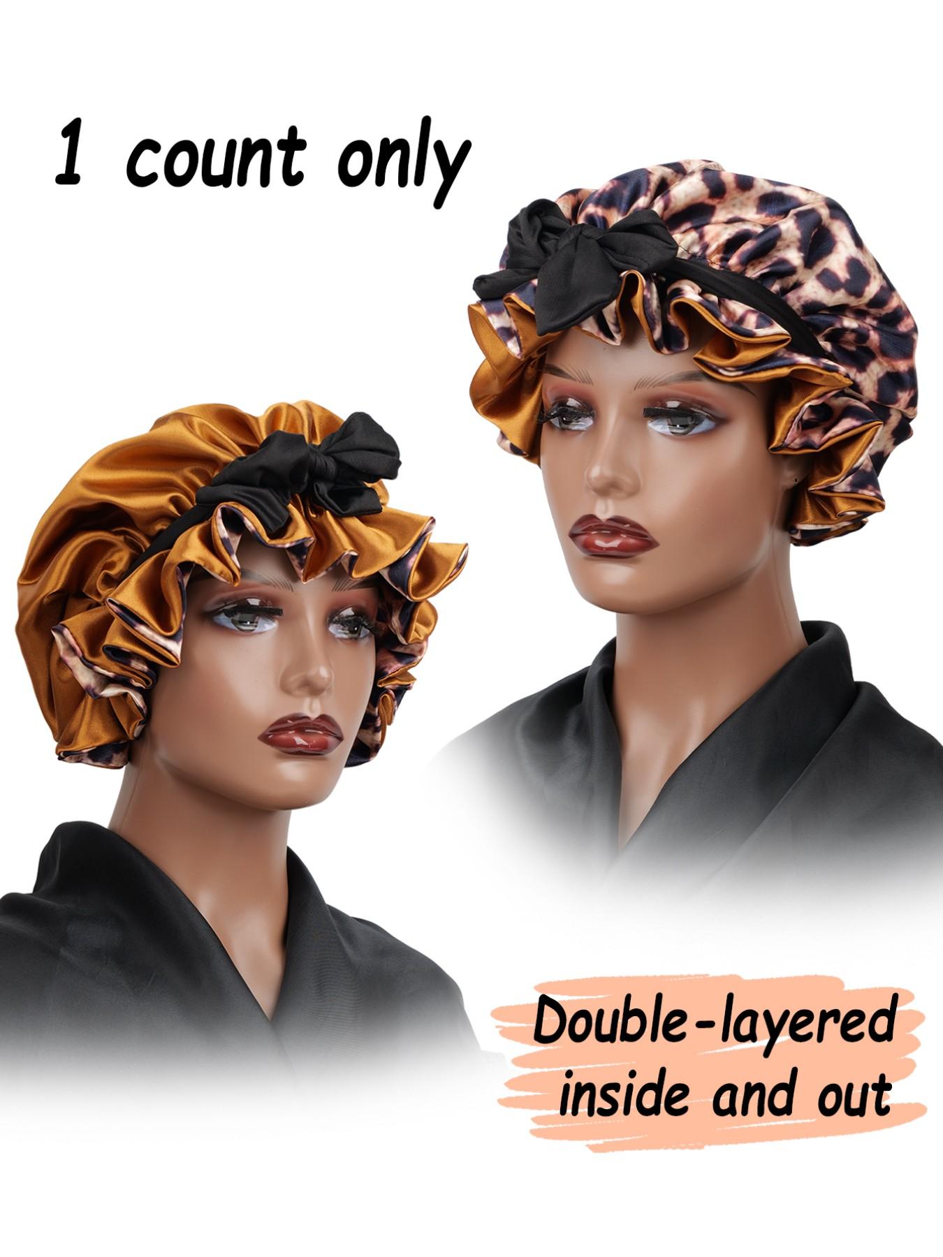 Women's Satin Sleep Cap Hair Protector, Adjustable Elastic Band, Soft Comfortable Night Hat, Unisex Fashion Design, Ideal for Night Use