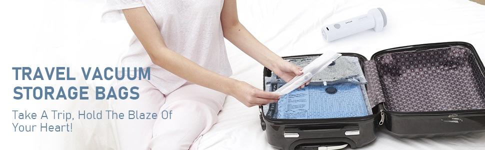 Cordless Travel Vacuum Storage Compression Bag Set ，bolsas para comprimir-27-Pack in 3 Sizes 140L/Min USB Rechargeable Handheld Pump for Clothes & Packing Perfect for Carry-On Suitcases