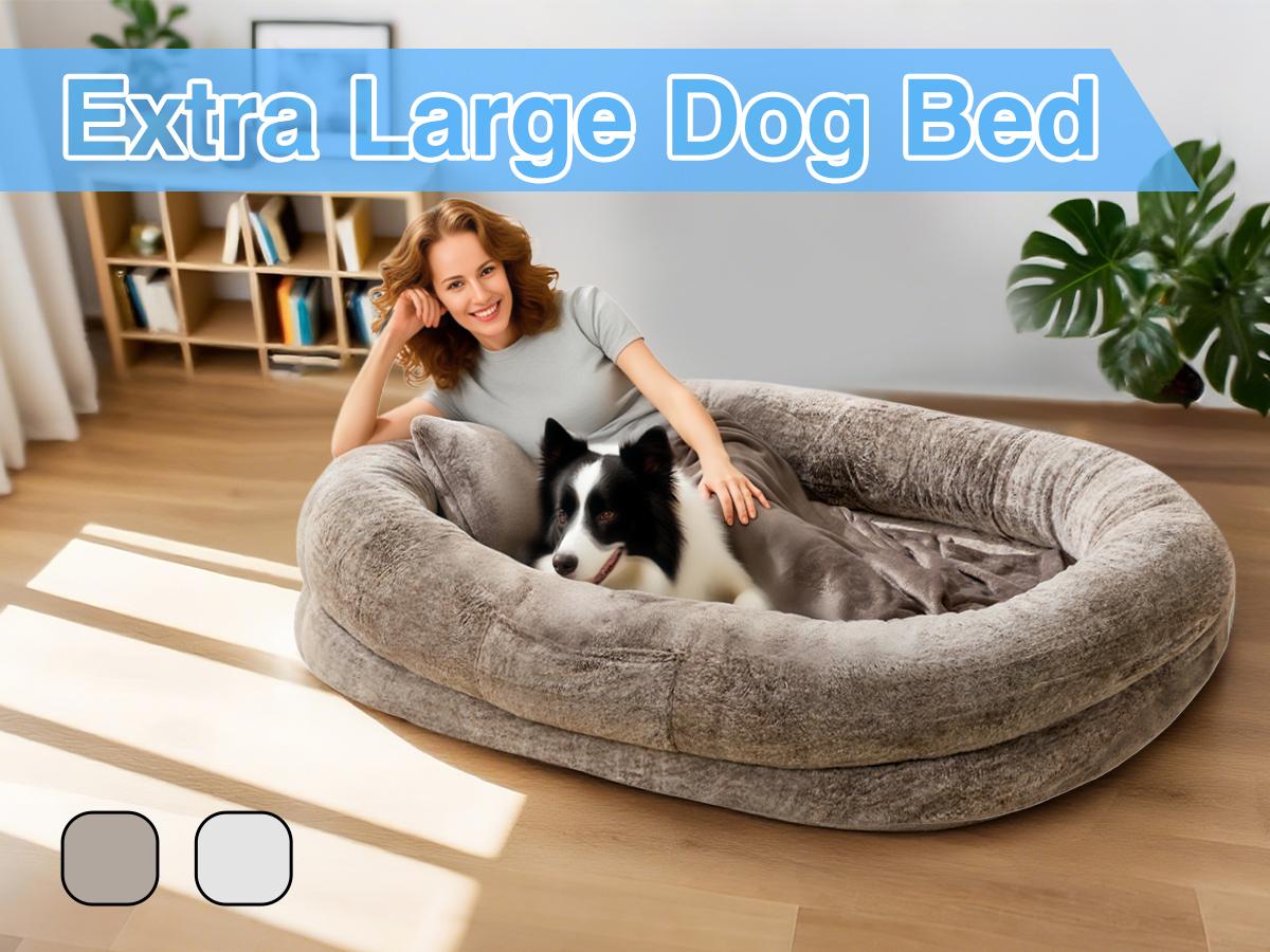 Cozy XL Human Dog Bed for Adults & Pets – Faux Fur Lounger with Pillow & Blanket, Washable Orthopedic Sofa for Deep Sleep & Relaxation – Perfect Gift for Pet Lovers tictok  shop contemporary easy care s greensboro furniture Coachella-mothersdaygift tiktok