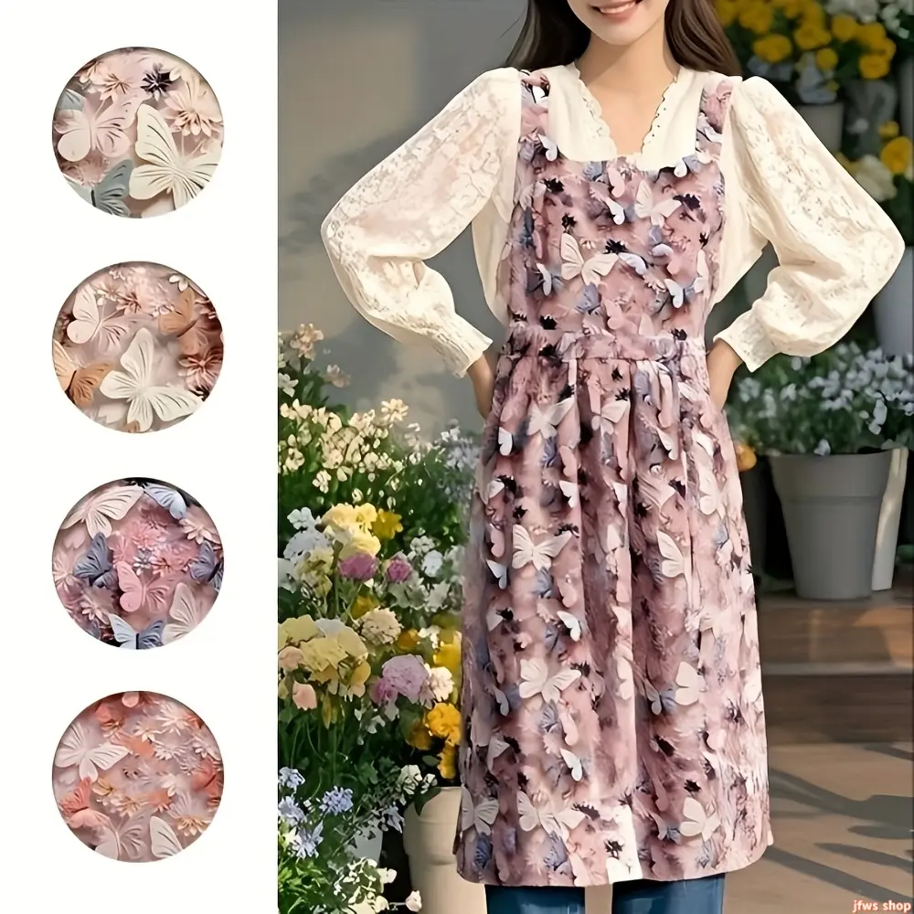 Fairycore Aesthetic Apron with Pockets, High-Waist Cute Kitchen Apron for Women – Versatile Gardening, Baking, Barista, Florist & Painting Work Apron, Coquette Cottagecore Chef Uniform tiktokshopbacktoschool