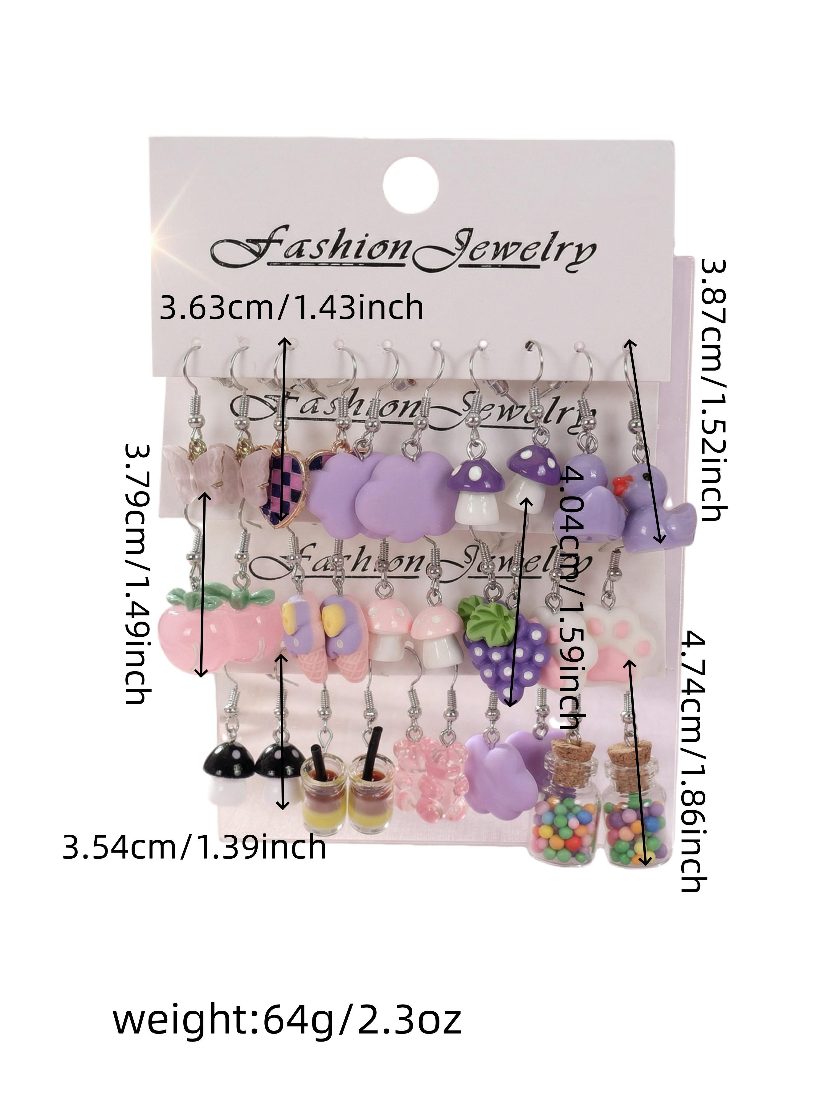 30pcs Fun Series Earrings Set, Cloud Duck Heart Grape Design, Cute Fashion Jewelry for Women, Unique Gift Idea
