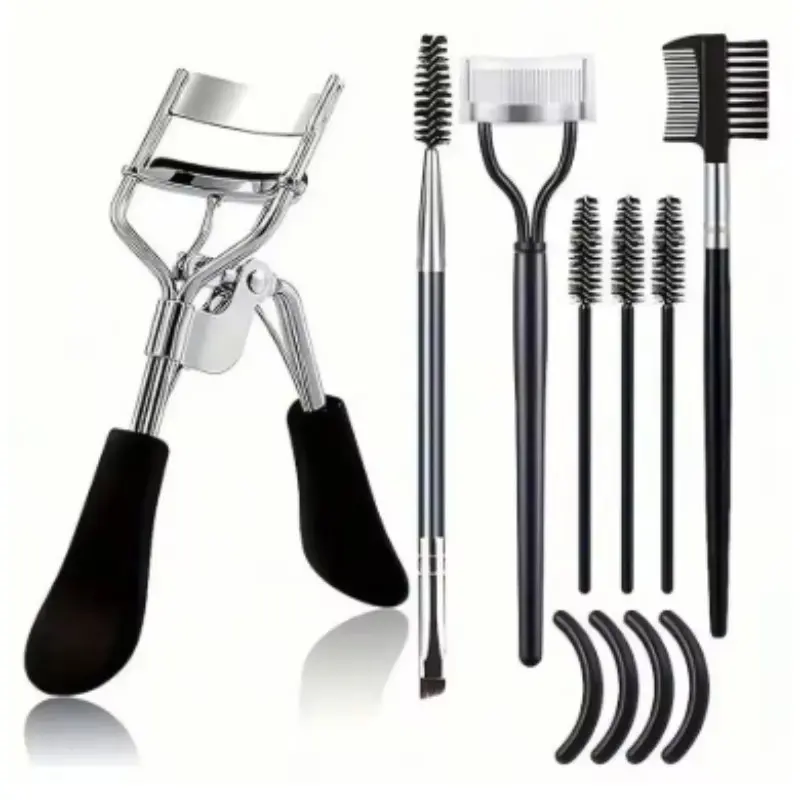 4 Silicone Refill Pads Curler with Comb, Eyelash Separator, Eyebrow Brush, 11-In-1 Eyelash Grooming Kit, Eyelash Wand