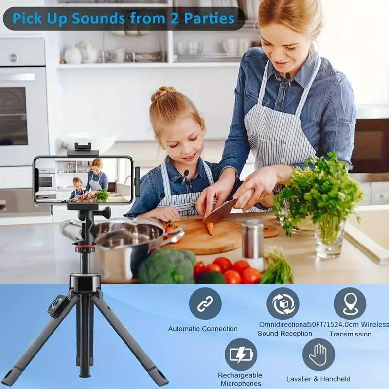 HDNKT Professional Wireless Microphone for Smartphones & Laptops USB Type-C 360° Omnidirectional Sound Noise Reduction Rechargeable Battery Ideal for Interviews Podcasts Vlogs Live Streaming Gear Compact Microphone mic wireless murah microphone - Audio