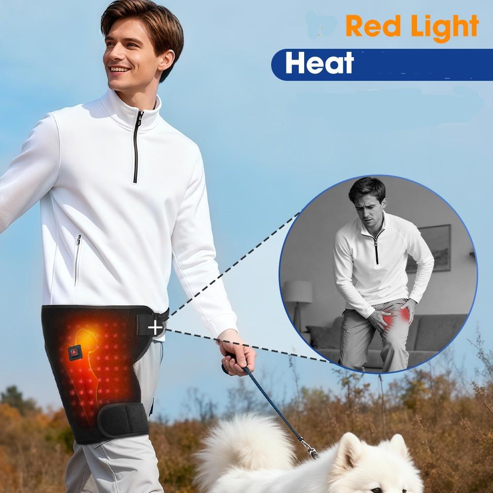 Light Heat Hip & Thigh Wrap, 660nm LED Bulbs, 3 Modes, Hip Heating Pad, Hip Joint Heating Massager, USB Powered（Battery not Include）
