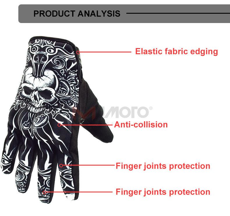 Men's Full Finger Touchscreen Riding Gloves With Skull Design For Motorcycle Motocross Dirt Bike Road Bike Mountain Bike Anti Slip Anti Fall Protective Gear Suitable For Climbing Skiing Cycling Outdoor Sports Lightweight Breathable Flexible Comfort For Ri