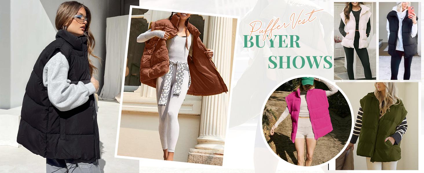 UANEO Women Winter Oversized Puffer Vest Lightweight Stand Collar Flysleeve Insulated Padded Puffy Jackets Coat with Pockets #TikTokShopBlackFriday