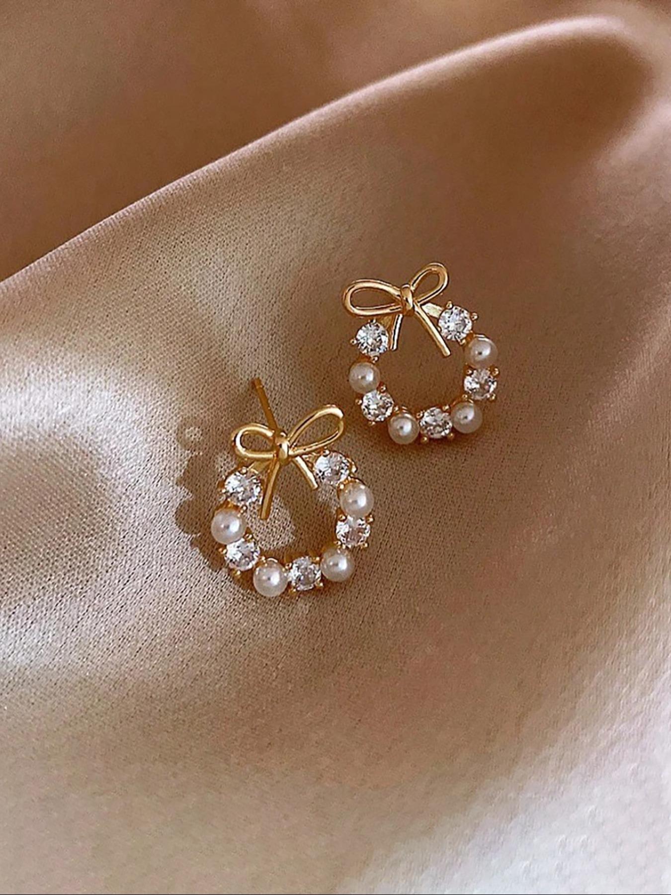 Elegant Pearl Butterfly Knot Hoop Earrings, Daily Wear Jewelry for Women, Stylish Ear Rings for Everyday Use, Perfect Gift Idea