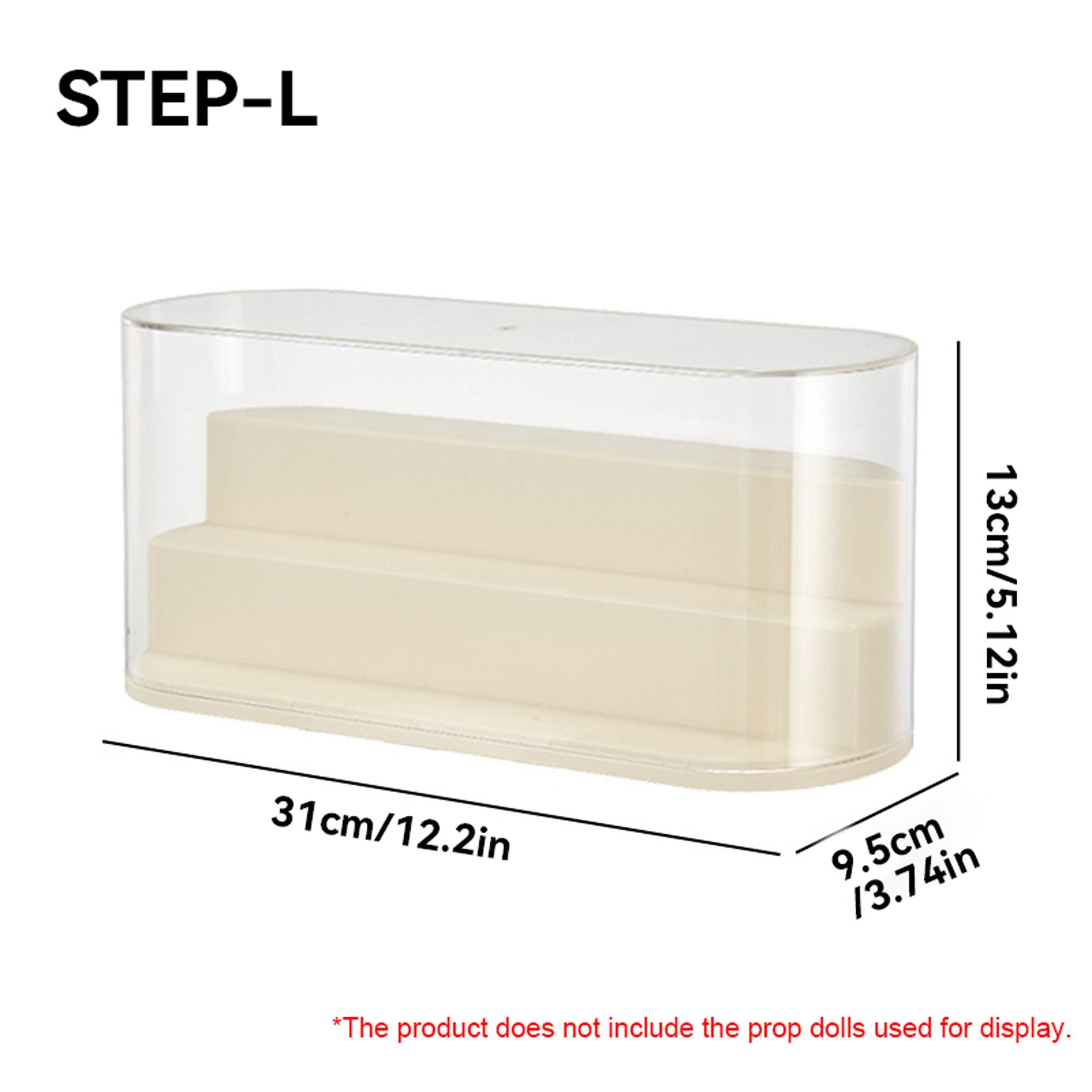 Stackable Staircase Desktop Storage Display Box, Curved Edge Design, Transparent Dustproof Moisture-Proof Cover, Perfect for Mini Figures, Figurine