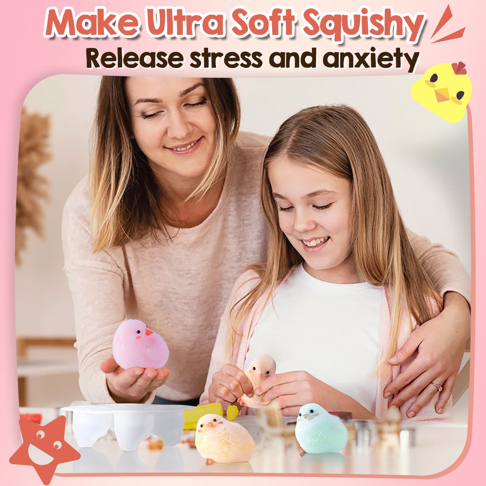 4-in-1 Hamster & Chick & Capybara Silicone Molds for Taba Squishy, 3D Animal Molds to Make Decompression and Cute Birthday Gift for Hamster Lover, Flexible and Durable Resin Mould - LET'S RESIN