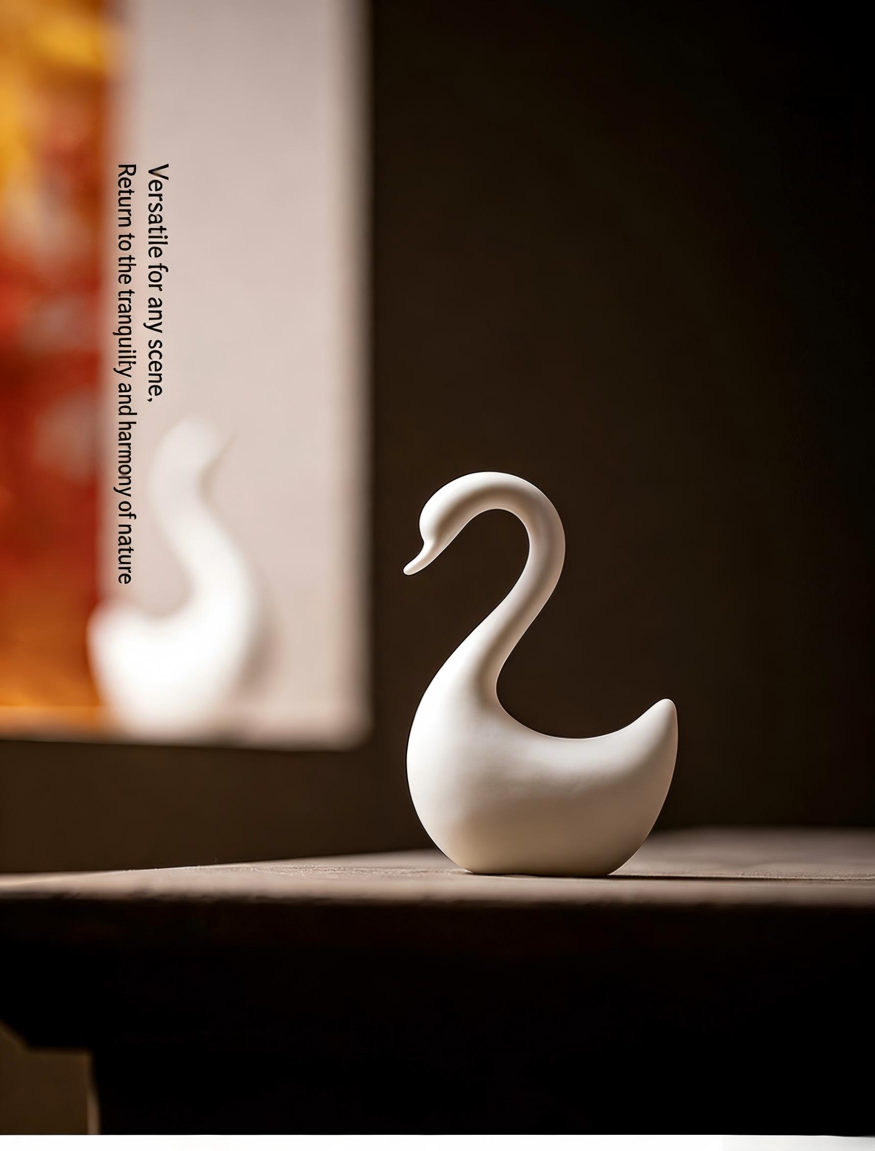 Creative Ceramic Swan Couple Ornaments, White Porcelain Tea Pet Ornaments For Tea Tables And Coffee Tables, Small Swan Ceramic Decorations