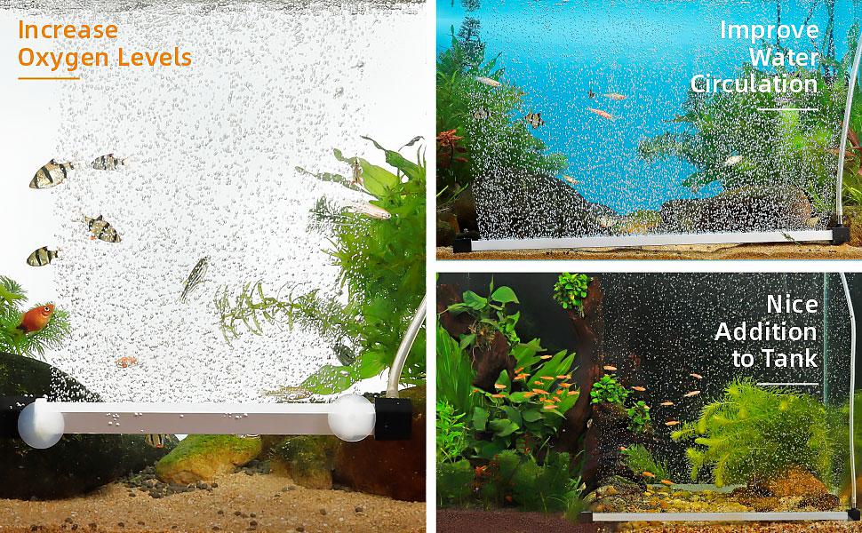 hygger aquarium bubble tube Bubble Curtain Wall Aquarium Air Stone Kit, Fish Tank Air Bubbler Dissolved Oxygen Aerator Stone with Air Tubing Diffuser Bubbling Decoration