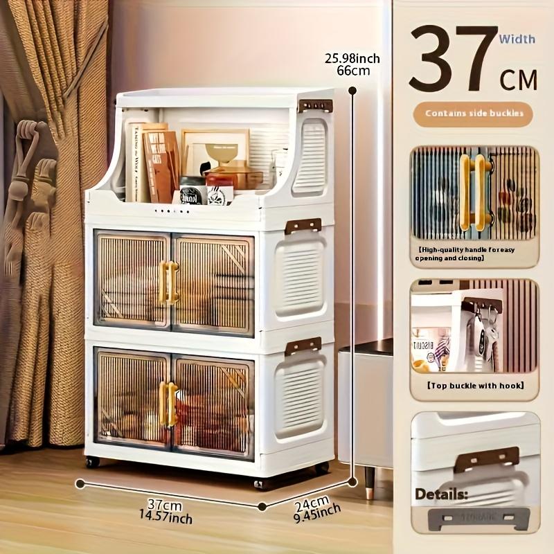 1pc Multifunctional Foldable Storage Cabinet - Heavy-duty Plastic Storage Box with Open Shelves, Space-saving Foldable Design, Suitable for Living Room, Bedroom, Kitchen, Office - Ideal Gift for Home Organization and Small Spaces, Cabinet Storage