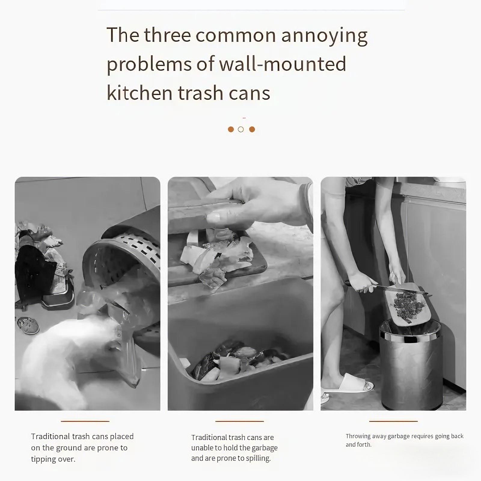 Foldable Wall-Mounted Cabinet Door Trash Can Space-Saving Rectangular Plastic Bin with Door for Bathroom Kitchen Easy Install No Bending Versatile Usage