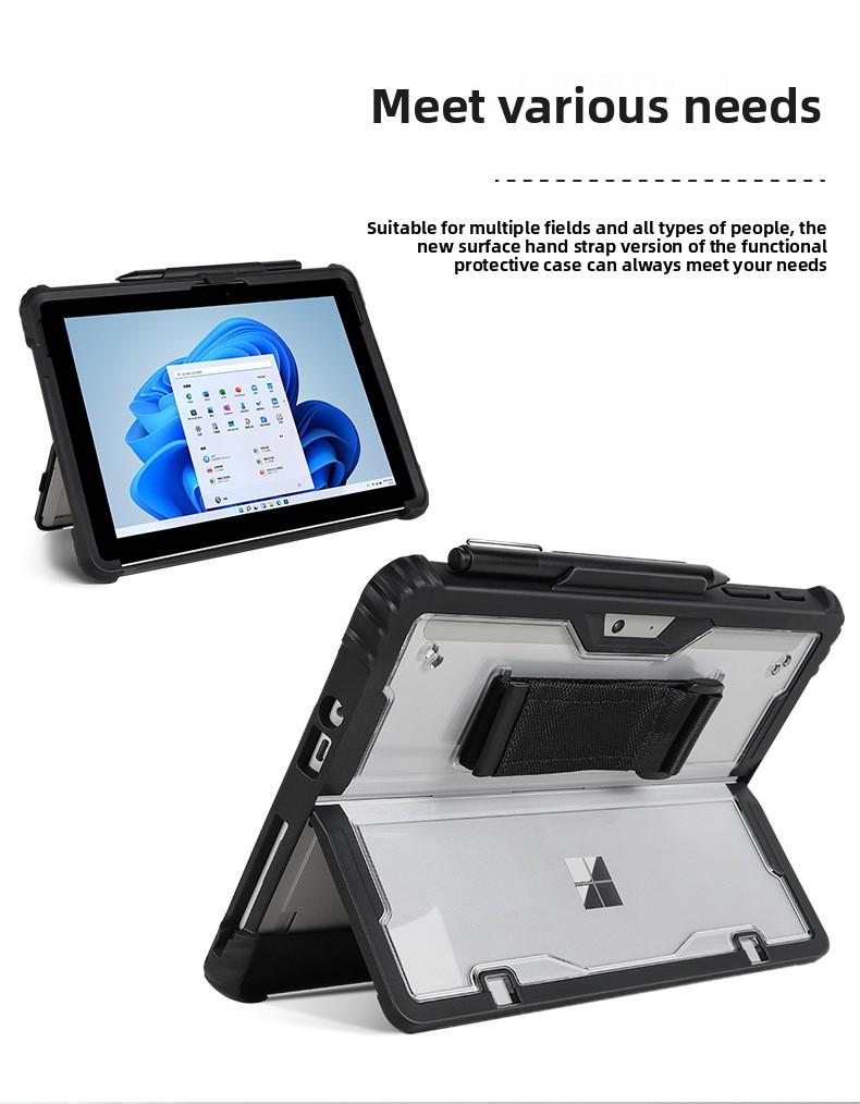 Heavy Duty Shockproof Case for Microsoft Surface Pro 7/8/9/X, Surface Go 4/3/2/1, Soft TPU Protective Cover with Built-in Pen Holder & Magnetic Bluetooth Keyboard Support, Rugged Full Body Protection for Surface Tablet