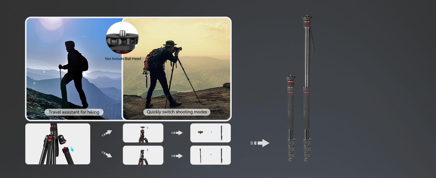 SmallRig 68" Camera Tripod, Foldable Aluminum Tripod & Monopod, Compatible with 1/4"-20 and 3/8"-16 Video Head, Payload 33lb, Adjustable Height from 19.7" to 67.7" for Camera, Phone - 3983