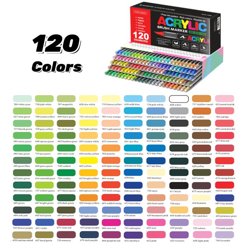 Acrylic Paint Markers, Soft Brush Tip Pens and Markers, Acrylic Paint Pens for Wood, Stone, Canvas, Glass, Fabric, Egg, Rock Painting and DIY Crafts Art Supplies, Art Markers Set,Permanent,Washable,Quick-Drying,Waterproof