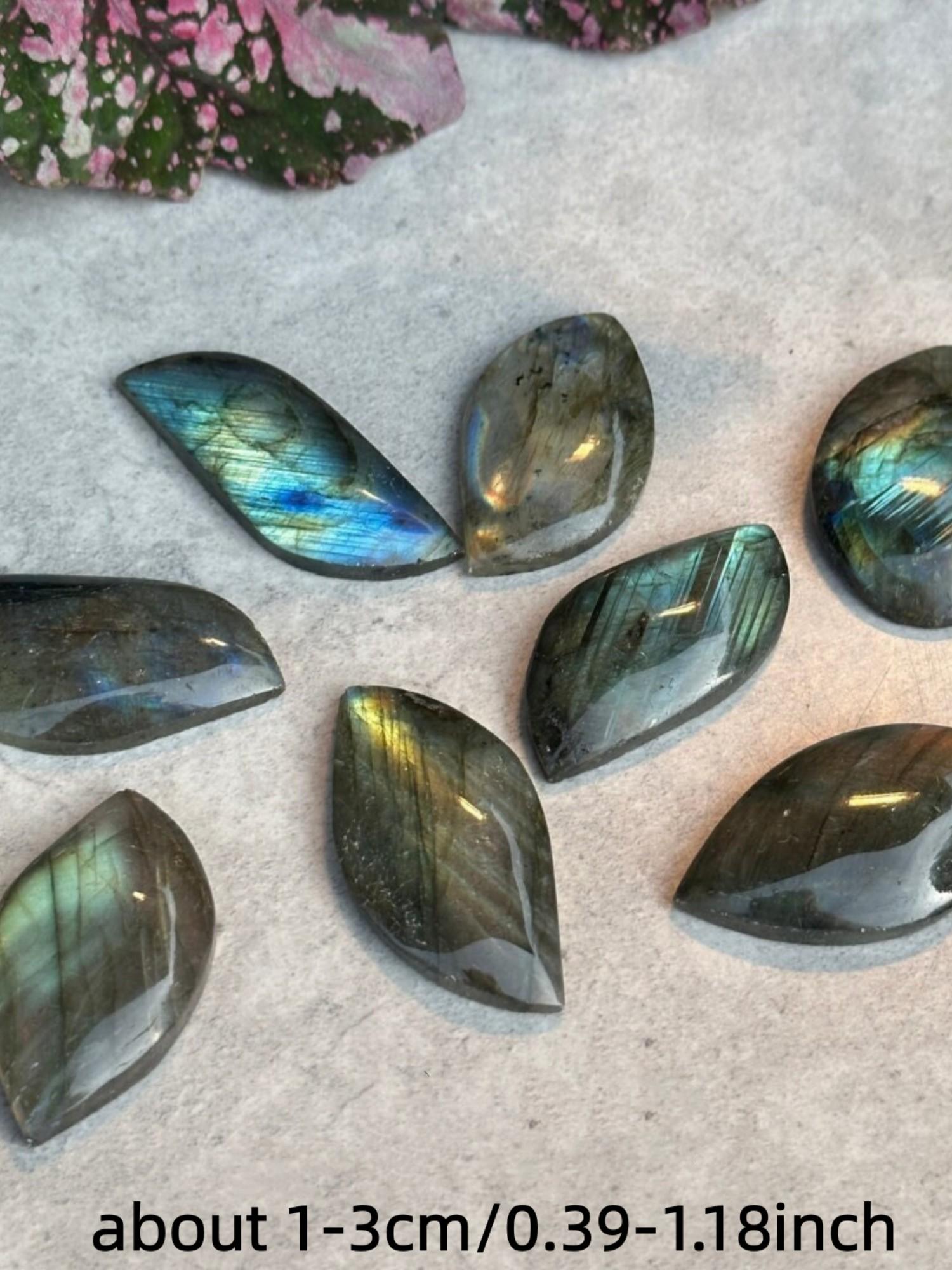 Natural Flash Labradorite Leaf Cabochon, Polished Teardrop Gemstone Beads, DIY Jewelry Making, Earring Pendant, Home Decor Gift