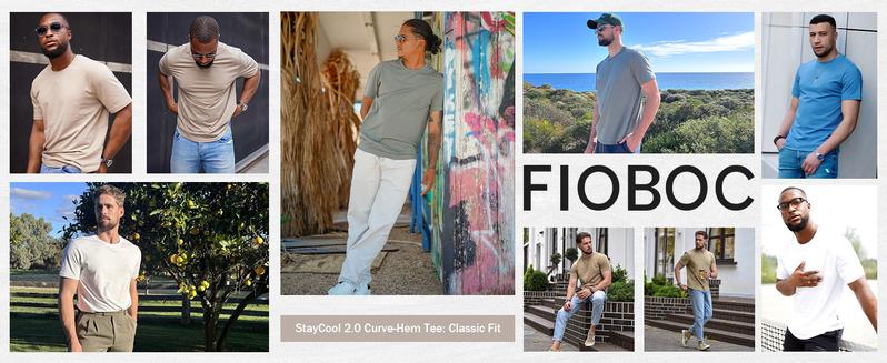 Fioboc StayCool 2.0 Curve-Hem Tee, Men's Moisture-Wicking, Quick Dry T-Shirt for Gym, Running & Casual Workouts, Stretch Fabric, Wrinkle-Resistant Sporty Round Neck Sports Undershirt