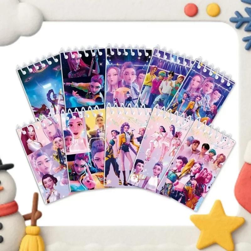 10pcs Kpop Mini Notebook Set 24 Pages Lined Notepad For Office Journal Diary Student Class Stationery Cosplay Prop Spiral Notebook Journal