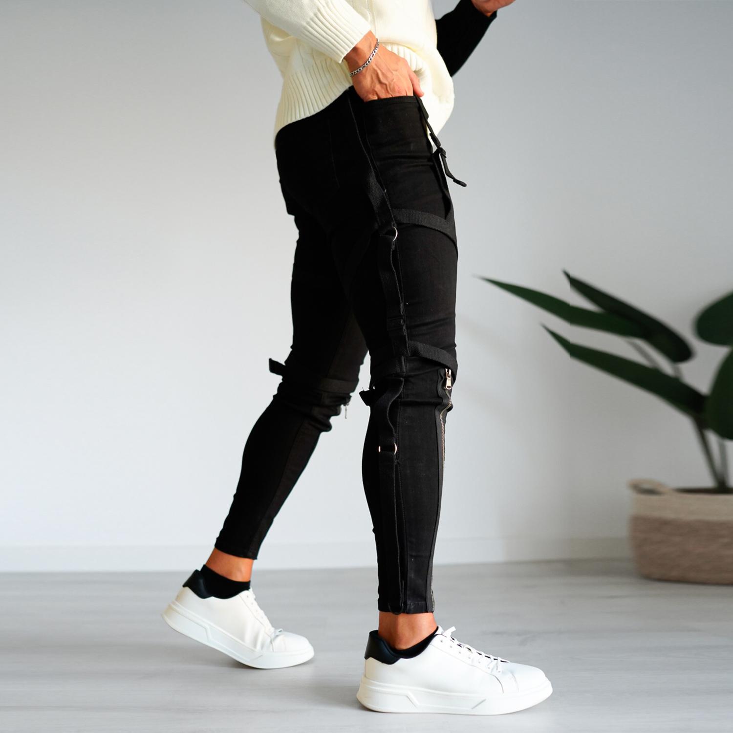 GINGTTO Men's Skinny Jeans Punk Gothic Zipper Denim Pants Hip hop Tapered Leg Slim Fit Jean GINGTTO Men's Skinny Jeans Punk Gothic Zipper Denim Pants Hip hop Tapered Leg Slim Fit Jean