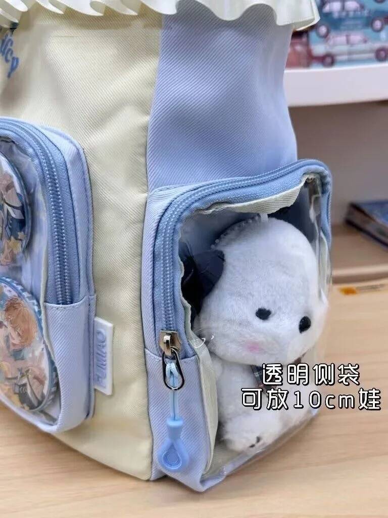 New Nylon/Polyester Ita Bag for Lolita Girls - Transparent Large-Capacity Shoulder Tote, Crossbody, DIY Display Casual Handbag