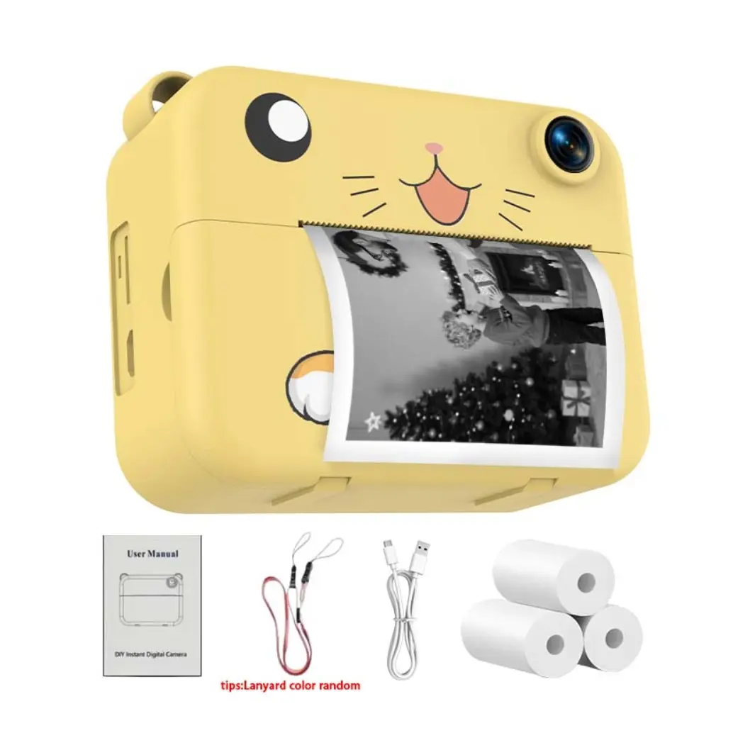 Instant Photo Printer Camera, Printing Camera with 3 Rolls of Paper, Photo-Printing and Video-Recording Camera, New Photographic Images, Instant Cameras That Print Photos