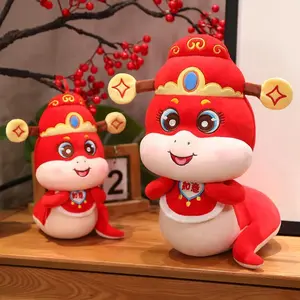 Cute China Red Cartoon Blessing Good Fortune Baby Snake Plush Toys Soft Stuffed Chubby Snake Doll 2025 Mascot New Year Decor