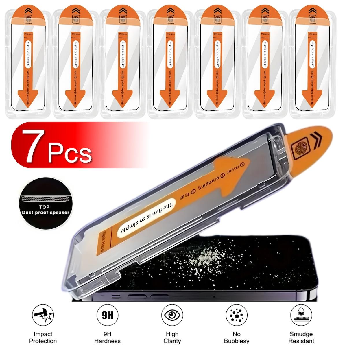 Tempered Glass Screen Protector with One-Click Film Applicator, Full Coverage Edge Protective Anti-fingerprint Screen Protector for iPhone, Computer