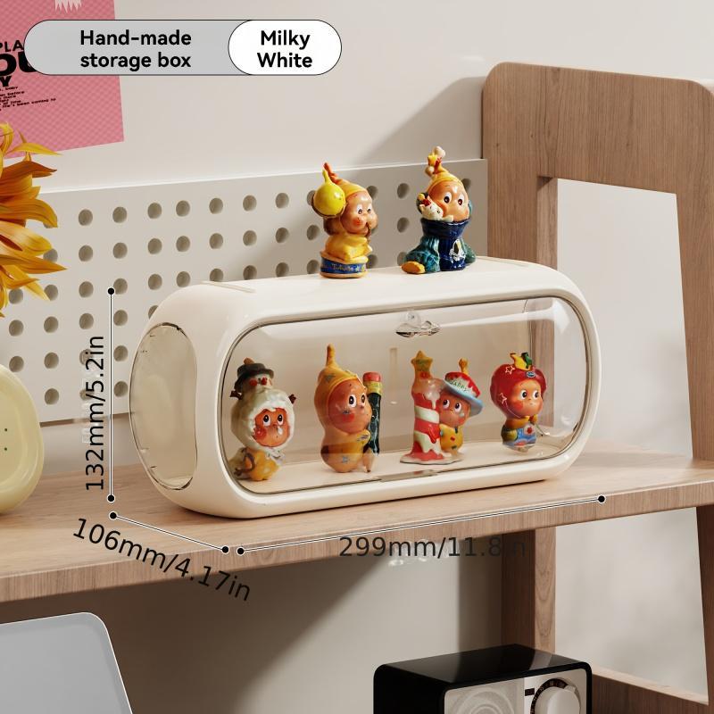 Multi-layer Stackable Collectible Display Box - Transparent Dustproof Acrylic Storage Box with Safety Compartments, Space-saving Organizer for Dolls, Figurines, Model Toys, and Collectible Items (White/Blue/Yellow), Doll Storage Display Cabinet