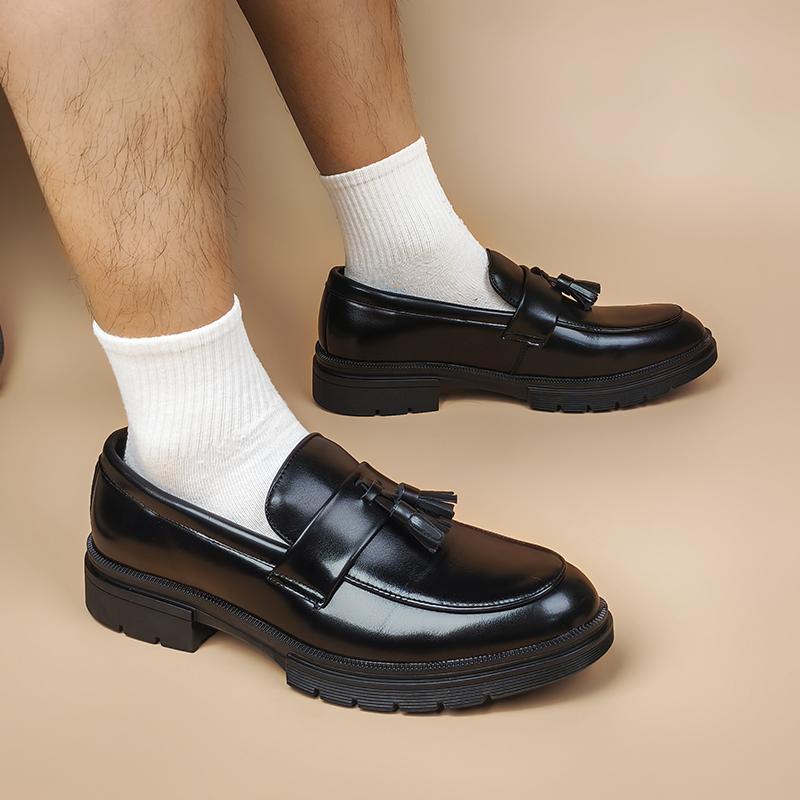 Men's Tassel Slip-On Loafers Comfort Wide Round Toe Non Slip Lug Sole Slip On Dress Shoes Business Office Casual Shoes Footwear Flat Flatform Formal Boy Slipon campingessentials,shoes for back to school,back to school shoes