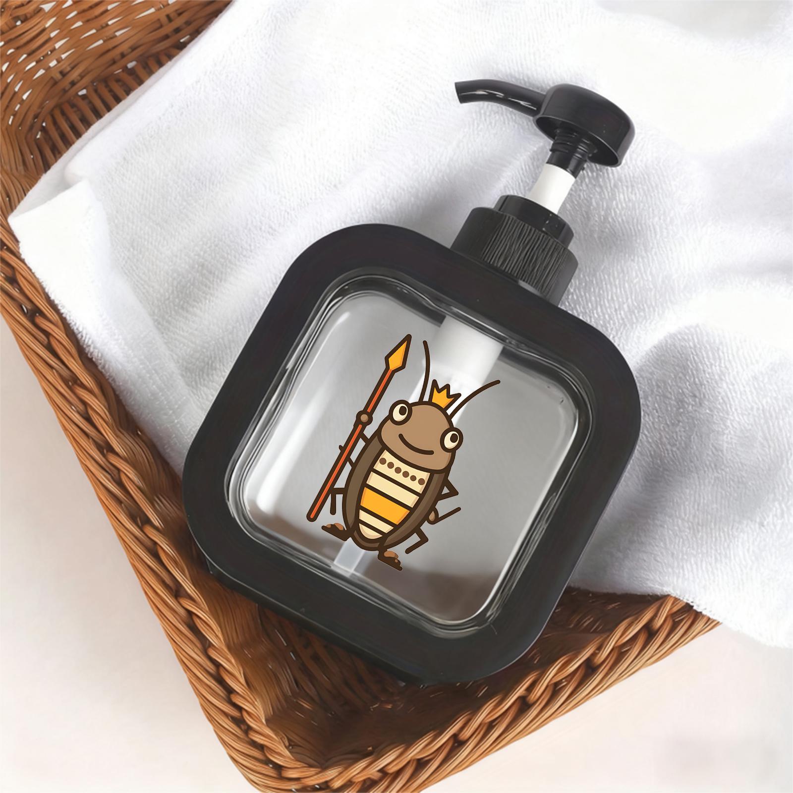 Friendly King Cockroach Pump Dispenser - Refillable Soap/Sanitizer Container for Bathroom and Kitchen - Durable Plastic with Easy Pump Action - Cute Cartoon Design, Perfect for Kids' Spaces