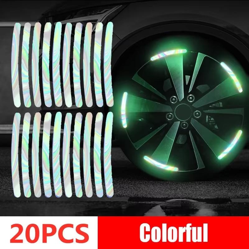 Reflective Wheel Stickers, Tire Warning Stickers, Rainbow Cool Creative Motorcycle Electric Bike Color Markers, Safety Accessories