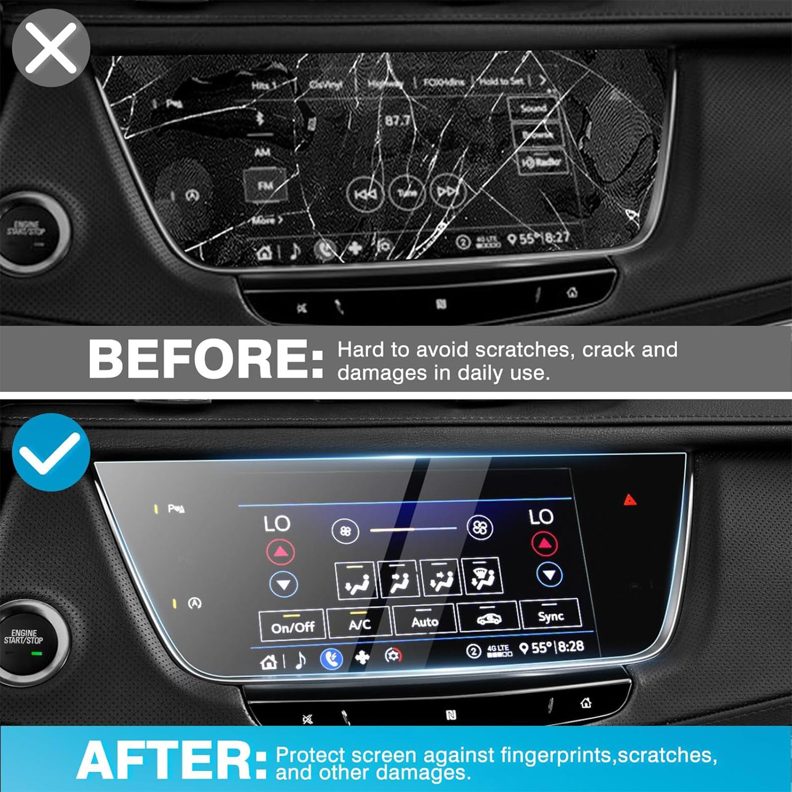 Canvcle 2 Pack Screen Protector for 2017-2024 2025 Cadillac XT5 and 2020-2025 XT6 8-Inch Touchscreen, 2025 Cadillac XT5 Accessories Navigation Protective Cover Tempered Glass Anti Glare Durable Smooth Protection