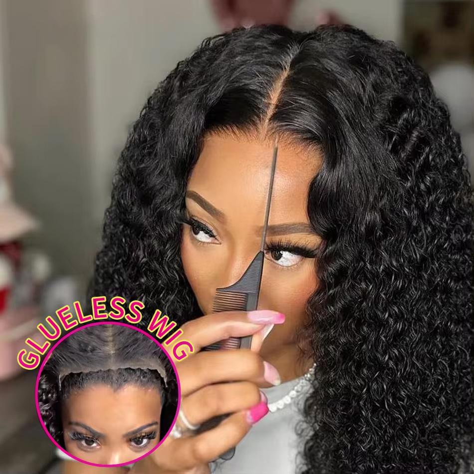 Bling Hair Glueless Deep Wave Ready to Wear 5x5 Lace Clousure Wig Human Hair Pre Plucked 6x4 Curly Brazilian Transparent Lace Wigs For Women
