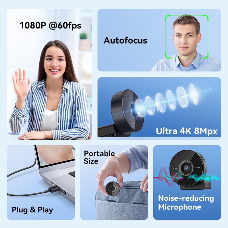 EMEET C950 4K Webcam for PC, USB Webcam with Microphone & Physical Privacy Cover, 70° FOV for Personal Use, Plug&Play Perfect for personal streaming Home Office Monitor Camera, TikTokShopBlackFriday