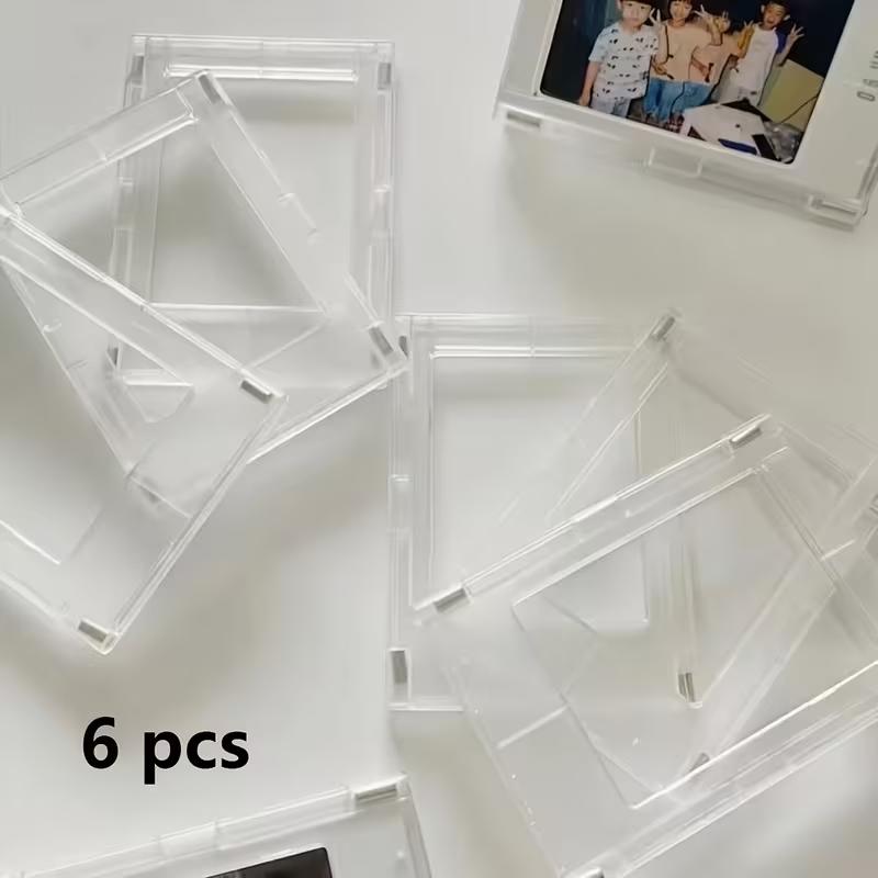 6 Transparent Magnetic Frames, 3 Inch Refrigerator Photo Holders, Polaroid Mini Frame Compatible, Festive Gifts for Home Office Decor