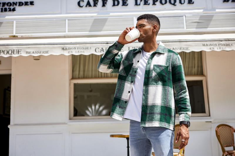 COOFANDY Men's flannel shirt casual button checkered shirt jacket long sleeved wool with pockets detachable top jacket, home casual daily wear, men's top, men's jacket Menswear