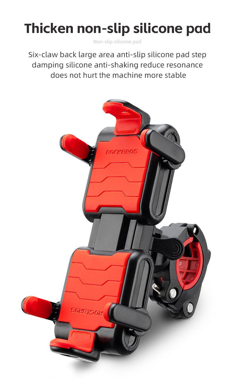 ROCKBROS Bike Phone Holder- Adjustable Motorcycle Phone Mount Handlebar Clip for Bicycle Scooter, Cell Phone Clamp for 4.1" - 6.7" Smartphones iPhone 14 Plus/Pro Max, 13 Pro Max, S9, S10 and More