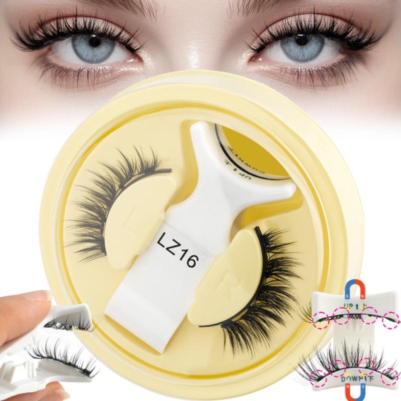 Magnetic Cat Eye False Eyelashes Reusable Waterproof Natural Thick No Glue Needed, Cross Design, Easy Application, Perfect for Daily Wear