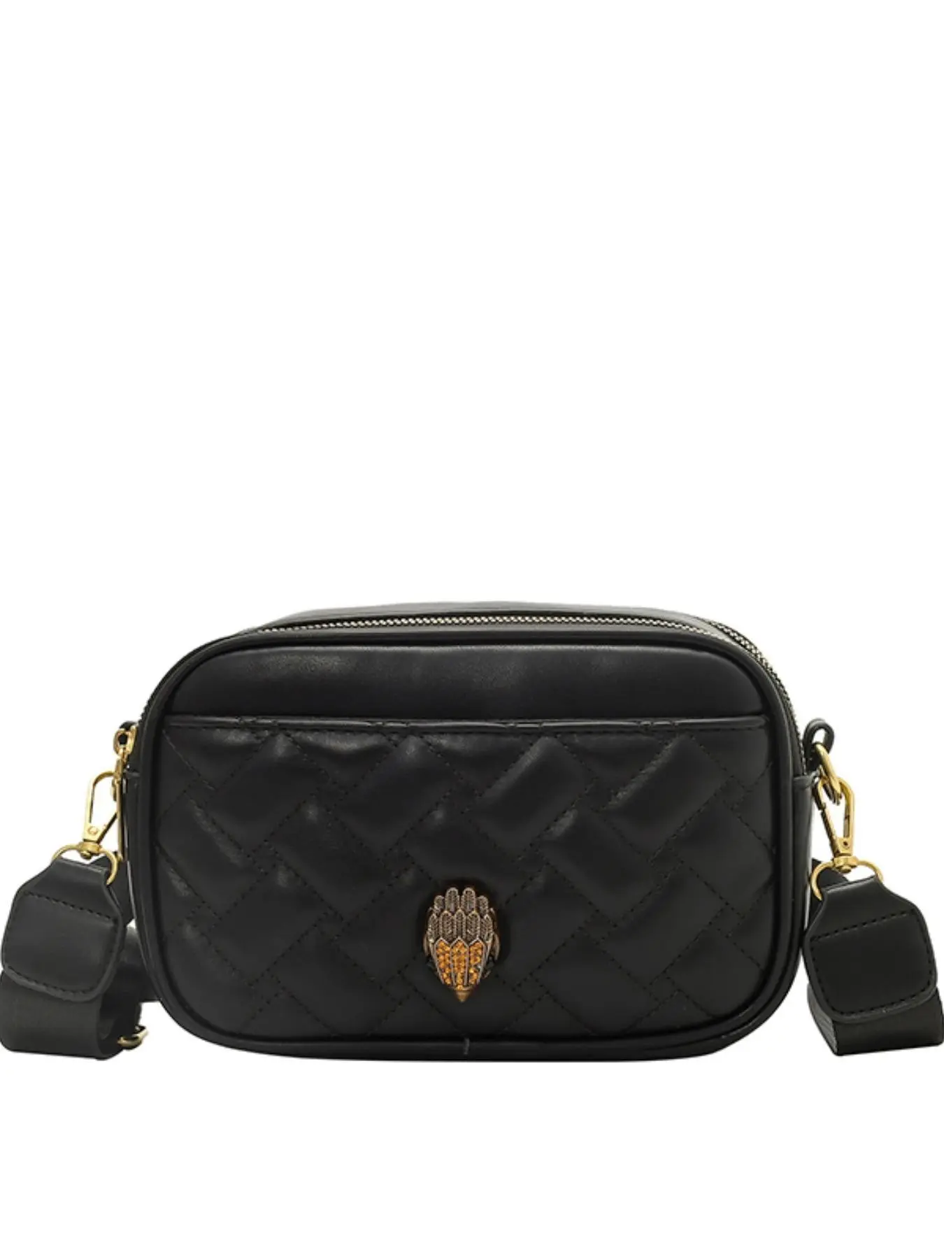 Vintage Rhombus Print Small Square Bag, Trendy Colorblock Webbing Shoulder Strap, Lightweight Luxury Lock Buckle Crossbody Bag, Elegant Commuter Bag