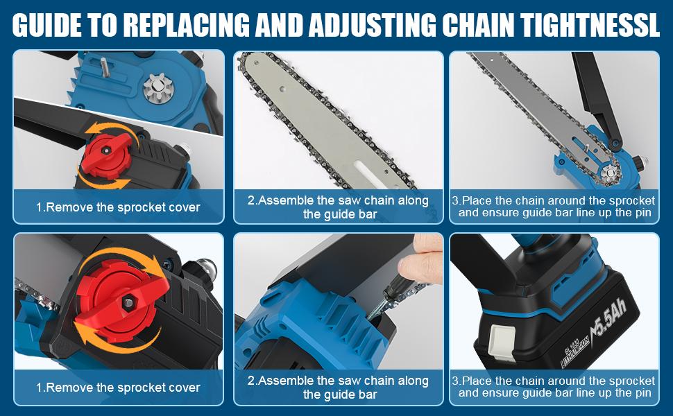 8 Inch Portable Electric Mini Chainsaw Wood Cutting for Makita 21V Battery, 16.4FT/S​​ Super Handheld Chainsaw with Automatic Oiler, Lightweight Handheld Chainsaw for Branches, Trees Pruning