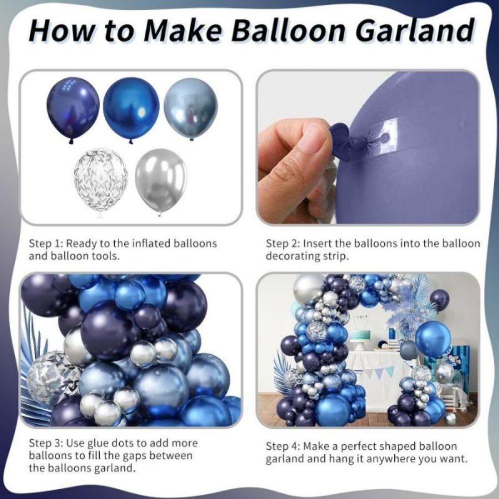 94Pcs Navy Blue, Dark Blue & Silver Balloon Arch Kit, Metallic Royal Blue, Light Blue, Silver Confetti Balloon Garland Set for Birthday, Wedding, Graduation Party Decorations