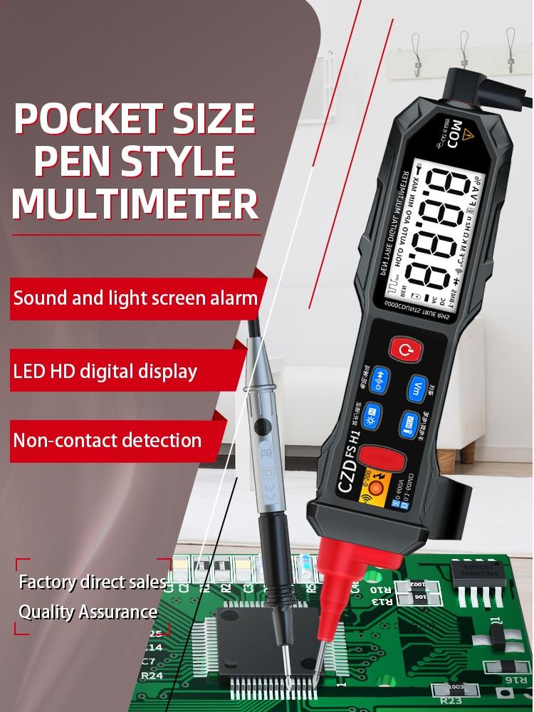 Fsh1 LCD High-Definition Display Handheld Mini Pen-Type Smart Digital Multimeter, Backlit, Battery-Free Model