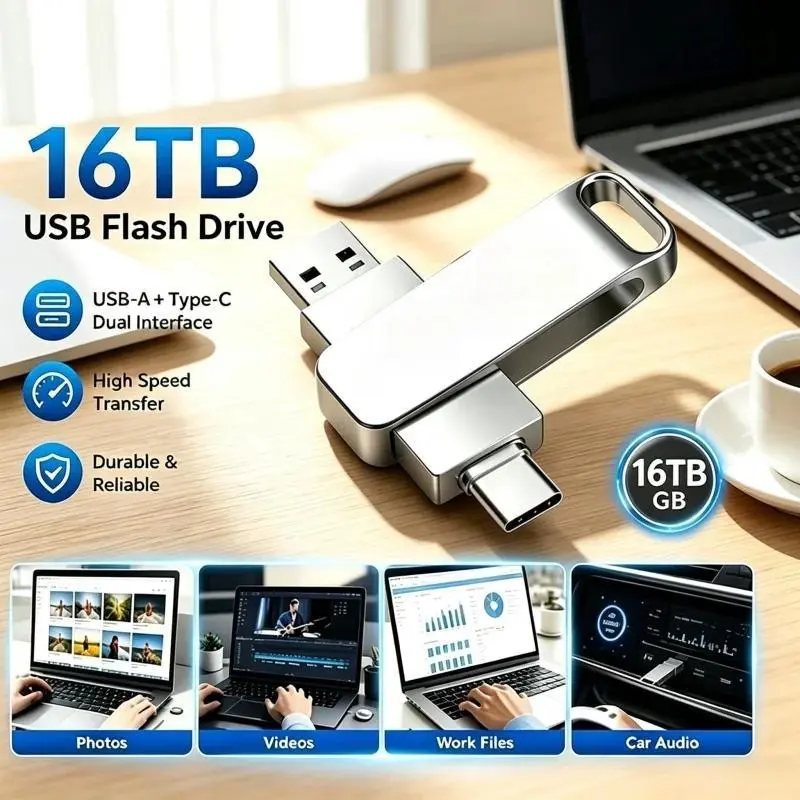 High-Speed Type-C 2-in-1 USB Flash Drive OTG Pen Drive Memory Stick Pendrive 2TB 512GB 256GB for Phone PC Network Card 2026 New