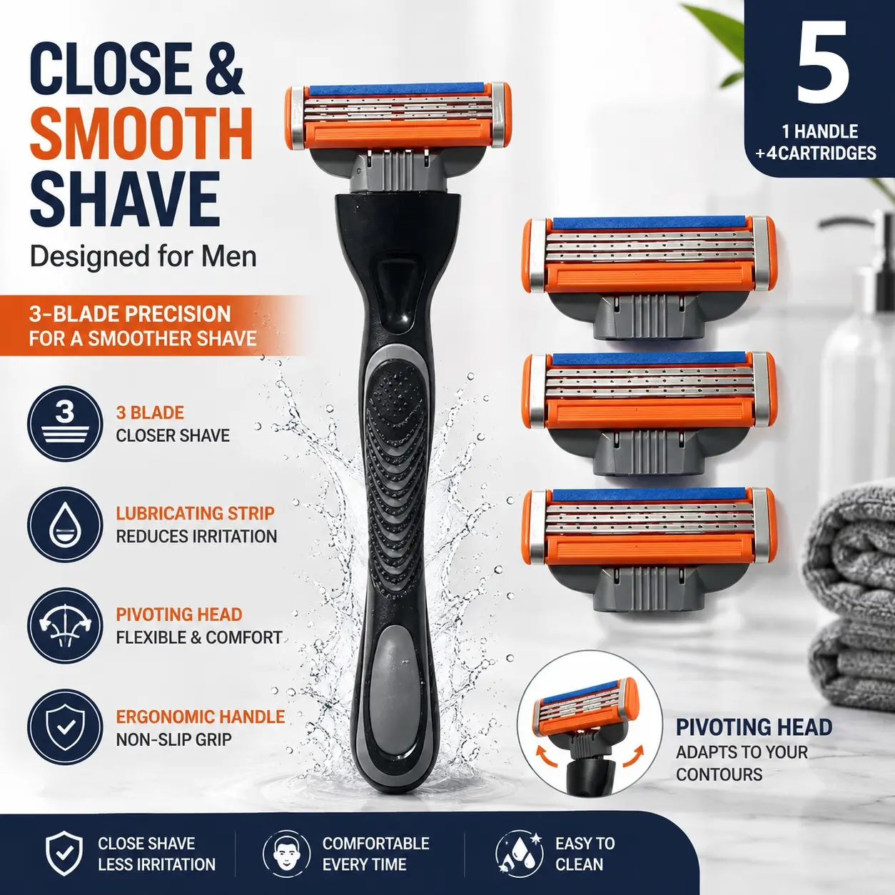 5/9/17pcs High-Quality Manual Shaver, 3-Layer Smooth Blades, Gentle Safe for Full Body, Non-Slip Metal Handle, Perfect Gift for Holidays