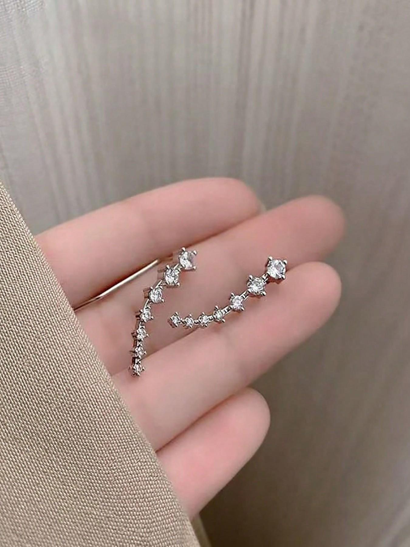 1 pair Star Zirconia Stud Earrings for Women – Luxury Sparkling Crystal Drop Dangle Earrings, Elegant Gift for Her, Trendy Fashion Jewelry