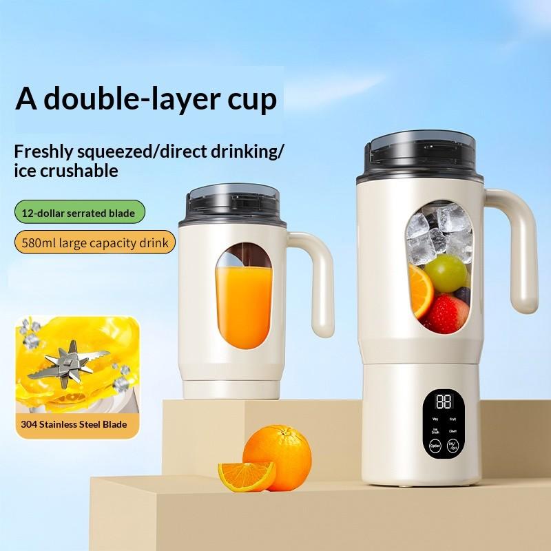 Portable USB Rechargeable Juicer, Small Juice Maker for Smoothies and Milkshakes, Mini Ice Crusher, 4 Modes, 580ML Capacity, Easy Clean, Travel Friendly