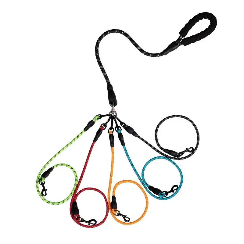 Multi-Dog Leash – Anti-Tangle Nylon Rope Extension Lead | 2-Way & 3-Way Double/Triple Dog Walking Leash, No-Tangle Multi-Pet Traction Rope