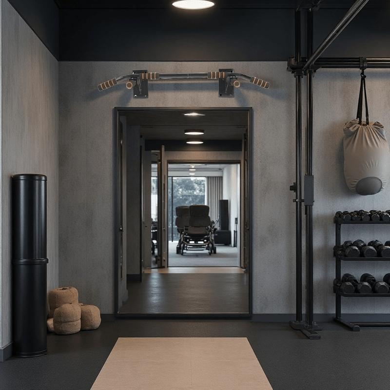 Premium Wall Mount Pull Up Bar | 1400LB Max Weight, Integrated Home Gym Kit with Hanging Straps, Suitable for Weight Training, Dips, Chin-Ups, Push-Ups & Core Fitness – Black Commercial Strength Gear